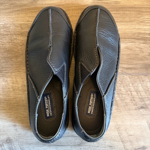 Hush Puppies Steel Toe Black Leather Loafers Slip Resistant ASTM F2413-11 Size 9 - Picture 7 of 11